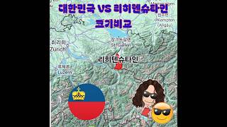 대한민국 VS 리히텐슈타인 크기비교 korea vs Liechtenstein Map size Comparison true world maps vaduz shorts [upl. by Tammara]