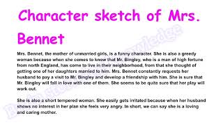 character sketch of Mrs Bennetan excellent father class 10th mrs Bennet character sketch [upl. by Ajiak]