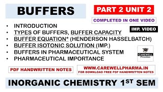 Buffers completed  Buffer Equation  Buffer Isotonic solutions  Part 2 Unit 2  pic 1st sem [upl. by Grayson]