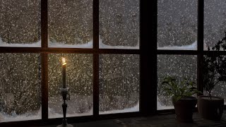 The ambiance felt from the window of the cabin on a cold snowy winter day  Snowstorm Sounds 8 Hours [upl. by Adnicul]