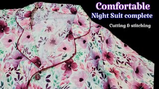 Night Suit Cutting amp Collar Neck Shirt  Pajama Set Stitching SSC stitching studio [upl. by Lionel]