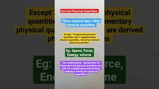 Derived Physical Quantities Education basics of Physics Units and Measurements [upl. by Adnauqal]