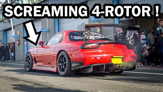 Amazing 4rotor Mazda FD RX7 26B 4rotor wankel sound LOUD [upl. by Bronny872]