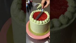 pistachio cake with raspberry topping and wedding cake asmr food dessert cake foodvideos love [upl. by Snell]