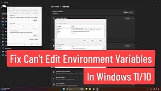 Fix Cant Edit Environment Variables In Windows 1110  How To Add Environment Variable If Disabled [upl. by Yanahc]