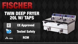 FISCHER Equip Twin Basket Benchtop Deep Fryer with Taps 2 x 3000W  EF132V [upl. by Ahsemrak328]