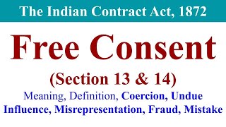 Free Consent Indian Contract Act Free consent business law free consent indian contract act law [upl. by Ellmyer]