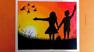 Bhai bahan ka Pyar Raksha Bandhan drawing Easy Raksha Bandhan oil pastels drawing [upl. by Ycaj544]