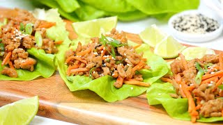 Make Ahead Chicken Lettuce Wraps  LowCarb  Healthy  Easy Meal Prep Recipe [upl. by Vashtia]