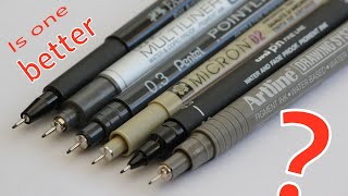 Comparing the pigmented fineliner brands An overly critical review [upl. by Pavel]