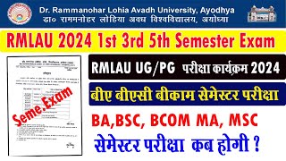 rmlau semeter exam kab hoga I rmlau ba bsc bcom exam date 2024 I rmlau ka exam kab hoga I rmlau [upl. by Ranilopa]