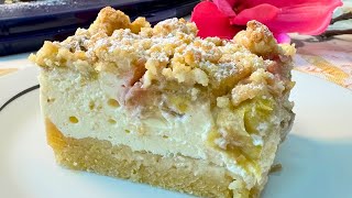 Rhabarberkuchen mit Quark amp Streusel  Oma‘s Rezept [upl. by Eenwahs]