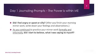 Journaling Prompts for Day 1 Mirror Work [upl. by Enaenaj238]