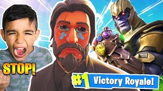 THANOS Makes Little Brother RAGE On Fortnite Fortnite Infinity Gaunlet Trolling [upl. by Rochette829]