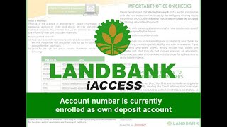 Landbank IAccess  Account number is currently enrolled as own deposit account [upl. by Yk76]