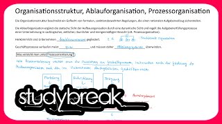 Organisationsstruktur Ablauforganisation Prozessorganisation  Wirtschaftsinformatik [upl. by Noseyt]