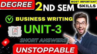 Business Writing skill paper Unit3 Short answer questions with pdf  2nd sem skill papers [upl. by Nelyag]