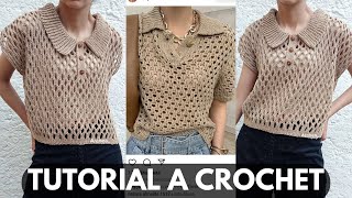 tutorial camisa a crochet calada fácil y rápida [upl. by Ahsakat]