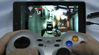 Playing DEAD TRIGGER with Logitech Wireless Gamepad F710 on Google Nexus 7 [upl. by Eleon]