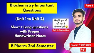 Biochemistry b pharm 2nd semester important questions। Short amp long Questions। Part1। Shahruddin। [upl. by Sivia516]