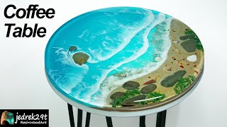 How to make an EPOXY OCEAN TABLE  resin art [upl. by Anires]