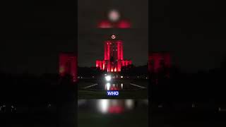 Houston City Hall lit up red for fallen firefighter Marcelo quotOxquot Garcia III [upl. by Kuebbing]