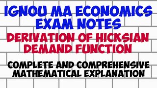 IGNOU MA ECONOMICS EXAM NOTES MEC001101  Derivation Of Hicksian Demand Function From Utility [upl. by Solon]