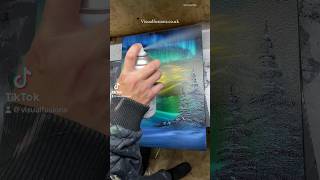 Spray Painting Lacquer to my finished Art satisfyingvisuals oilpaint visualart [upl. by Alocin]