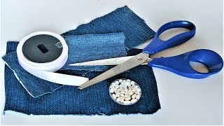 3 EASY HAIR ACCESSORIES MAKING IDEAS FROM OLD JEANS OLD JEANS REUSE IDEAS [upl. by Assilat649]