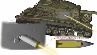 21cm GW Tiger vs T30 Heavy  Anti concrete shell  Armor Penetration Simulation [upl. by Anirda]