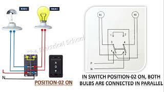 DOUBLE THROW SWITCH CONNECTION  Double Throw Switch Connection With Two Bulb  Double Throw Switch [upl. by Ahlgren]