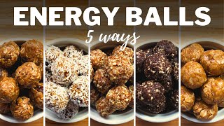 NOBAKE ENERGY BALLS » 5 Flavours for Healthy Breakfast or Snacks  2 Easy Methods with Oats amp Dates [upl. by Longan]