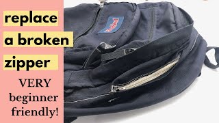 How to fix a broken zipper on a backpack Step by step tutorial [upl. by Petra]