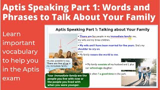 APTIS Speaking Part 1  Words and Phrases to Talk about Your Family [upl. by Rivy869]