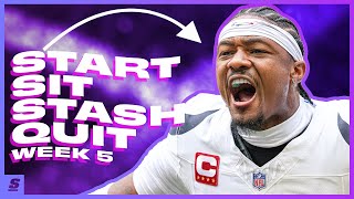 Justin Boones START SIT STASH QUIT Fantasy Football Week 5 [upl. by Haramat]