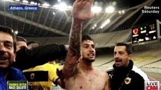 Soccer player gives Nazi salute on field [upl. by Ecal]