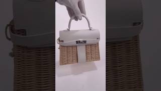 H Mini Kelly Picnic White Osier Wicker minibag luxury handbags unboxing shorts [upl. by Naveb]