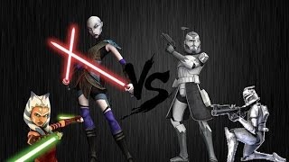 Star Wars the Clone Wars Assaji Ventress amp Ashoka Tano vs Comander Wolffe and his Team [upl. by Daryle209]