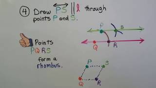 Geometry 33c Rhombus Method to construct parallel lines [upl. by Nyledaj95]