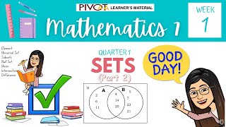 SET OPERATIONS  Grade 7 Math Quarter 1 Week 1  Part 2 TAGALOG EXPLANATION [upl. by Davidoff]