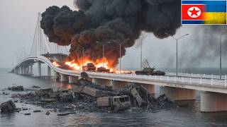 1 MINUTE AGO North Korean Elite Troop Column Destroyed on Crimean Bridge by Ukrainian Cluster Bombs [upl. by Atiram]