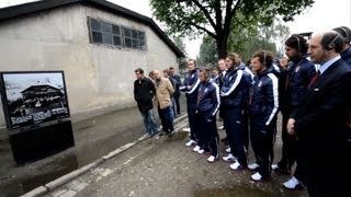 Italian football players visit Nazi German death camp [upl. by Kinney]