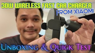 Xiaomi Mi 30w Wireless Fast Car Charger  Unboxing and Quick Test [upl. by Ddene]