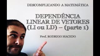 DEPENDÊNCIA LINEAR DE VETORES LI ou LD  parte 1 [upl. by Etnuahc793]