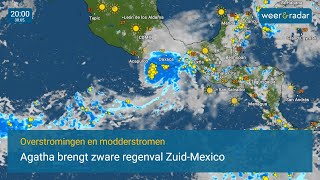 Eerste tropische storm in de Pacific koerst af op ZuidMexico 28052022 [upl. by Ilil]