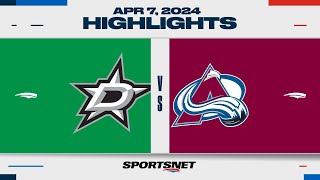 NHL Highlights  Stars vs Avalanche  April 7 2024 [upl. by Nosyrb]