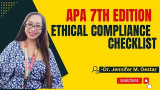 American Psychological Association 7th Ed Ethics Compliance Checklist [upl. by Ellerd]