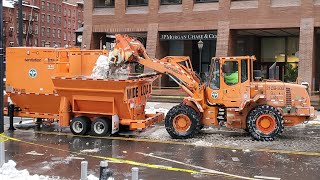 NYC Dept Of Sanitation Utilizing The Trecan Combustion 60PD To Clear Snow From Lower Manhattan NY [upl. by Drofwarc]