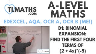 ALevel Maths D124 Binomial Expansion Find the first four terms of 2  4x5 [upl. by Snow715]