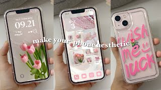 iOS16 Aesthetic Pink Home Screen Customization🌷  cute wallpaper widget and icon app [upl. by Killian814]